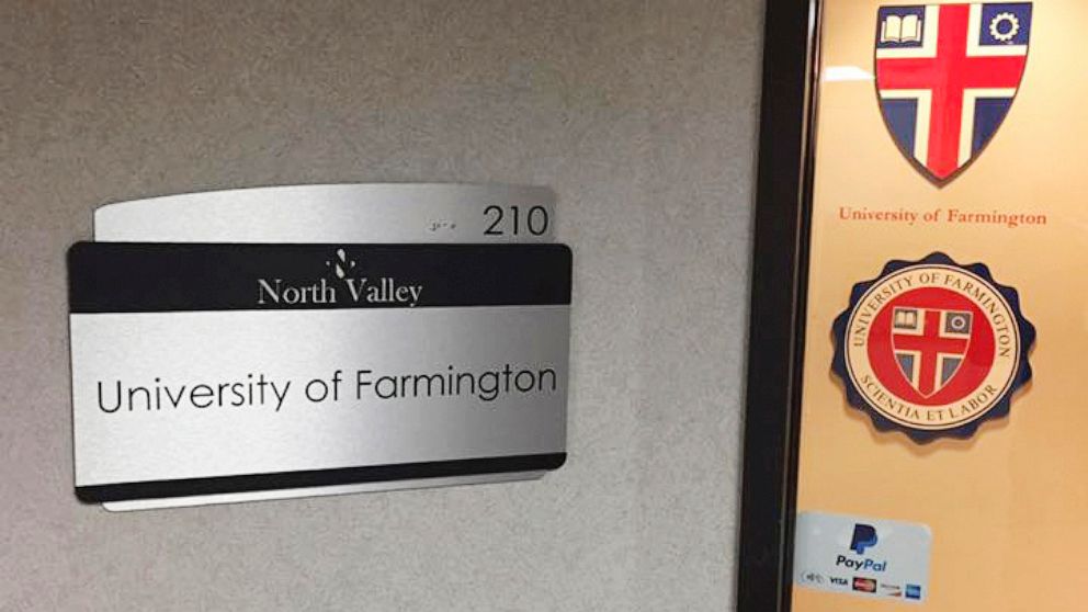 This 2017 handout photo provided by Matt Friedman shows an office for the University of Farmington in Farmington Hills, Mich. Federal authorities are defending the creation of a fake university in suburban Detroit and the arrests of 250 students amid