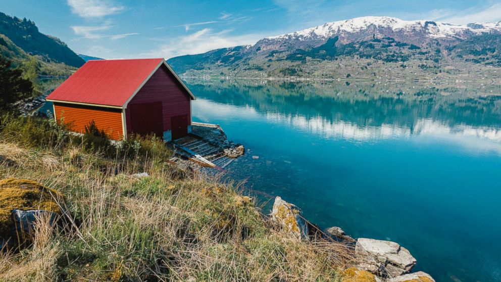 PHOTO: A red house barn is pictured on the Fjord in Norway in this undated stock photo.