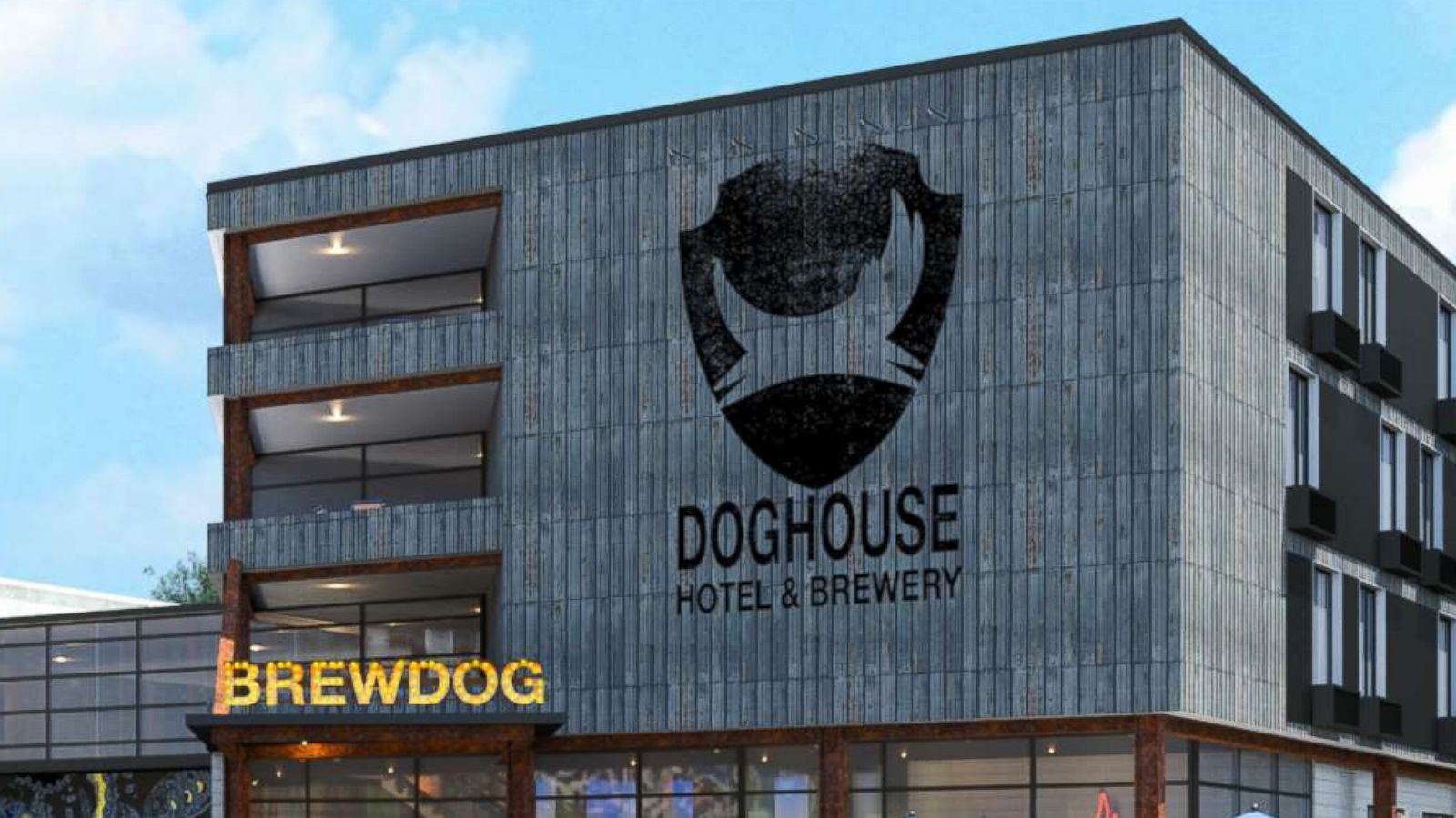 PHOTO: A rendering of the exterior of DogHouse hotel.