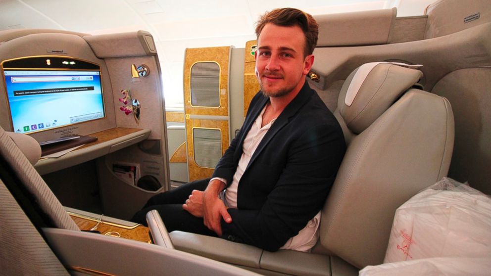 PHOTO:: Travel blogger Gilbert Ott of God Save The Points promises to give travelers his first- or business-class seat if they see him at the airport and ask to switch.