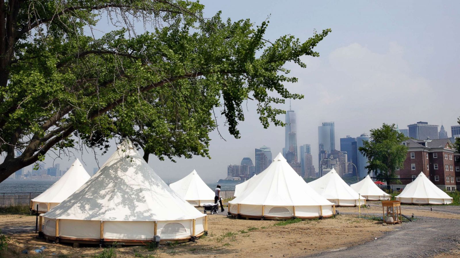 PHOTO: Collective Retreats' Journey Tents sit on Governor's Island in New York, July 3, 2018.