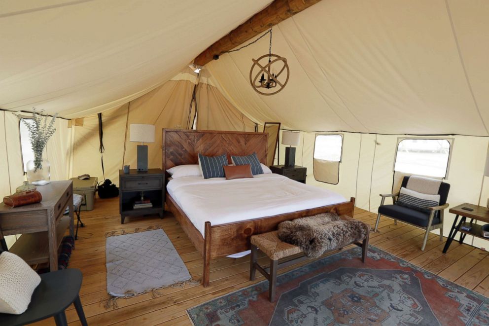   PHOTO: Inside one of the Collective Tents of Collective Retreats is shown on Governors Island in New York, July 3, 2018. 