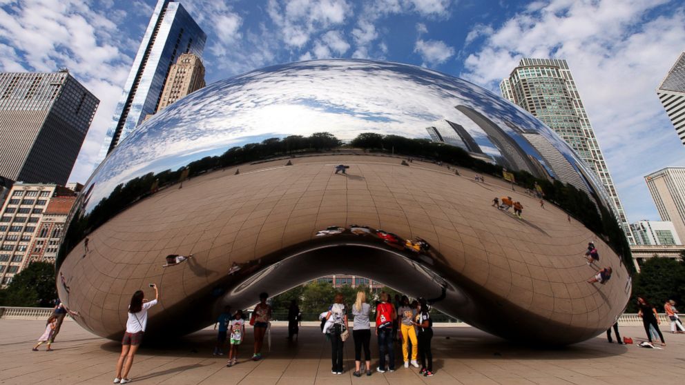 Anish Kapoor's Cloud Gate sculpture, also known as "The Bean," is a must-see attraction in Millennium Park in Chicago.