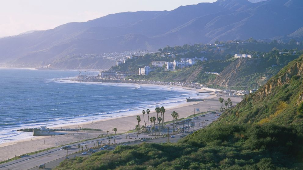 An undated photo shows the coastline along Malibu, the Pacific Palisades, and Santa Monica Bay in California.