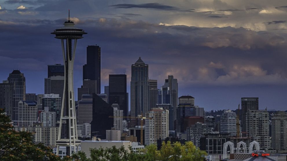 The Space Needle in Seattle, Wash. is pictured from Kerry Park during sunset, Sept. 21, 2013.
