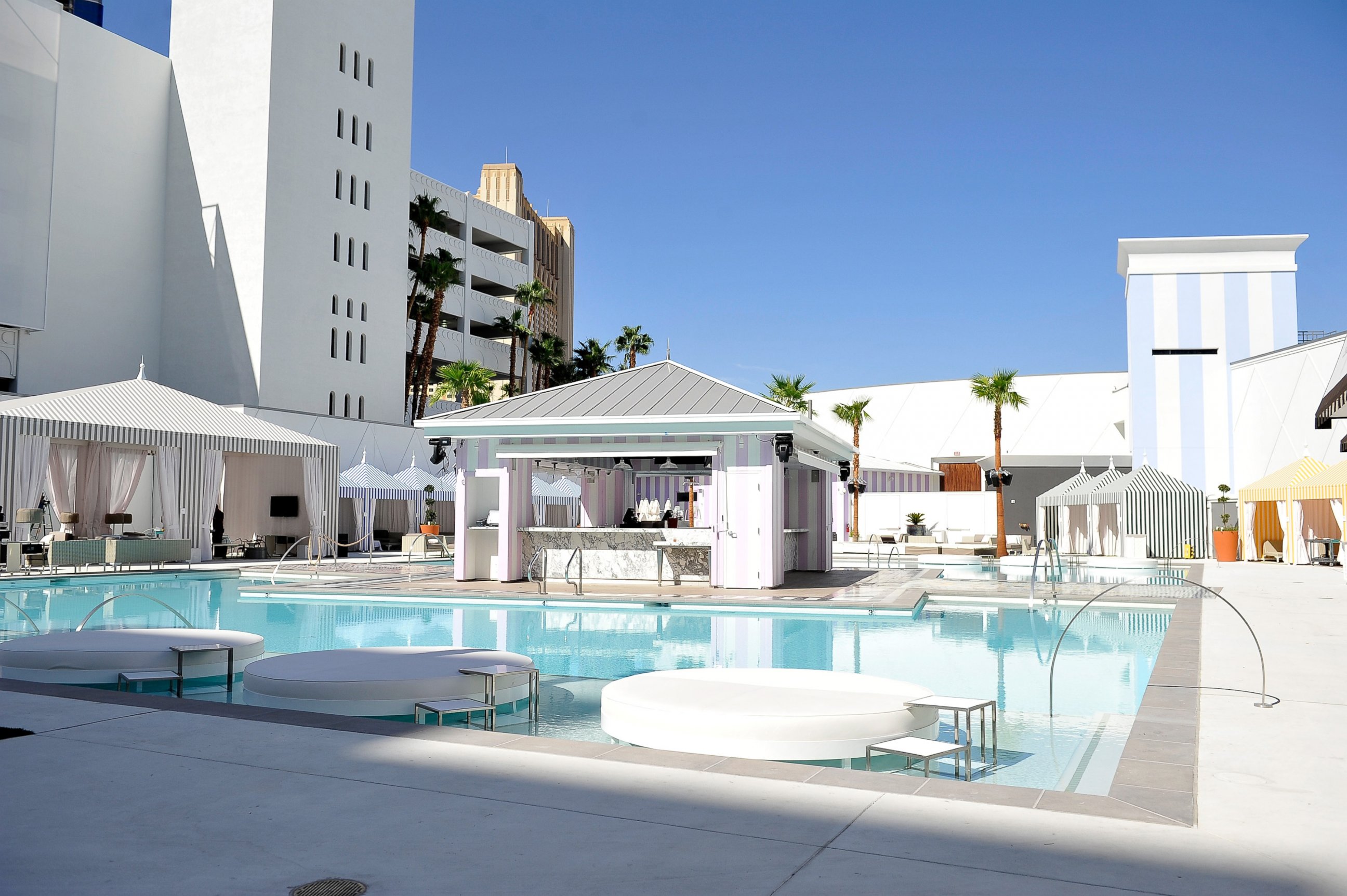PHOTO: A general view of the pool as SLS Las Vegas prepares to open after $415M renovation of the legendary Sahara Hotel & Casino on August 21, 2014 in Las Vegas, Nevada.