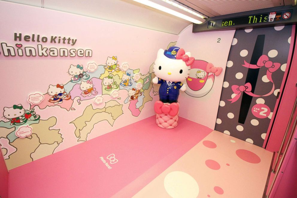 PHOTO: A photo spot inside a Shinkansen train for passengers to pose with popular character Hello Kitty, June 25, 2018, in Fukuoka prefecture, Japan, in a photo released by West Japan Railway.