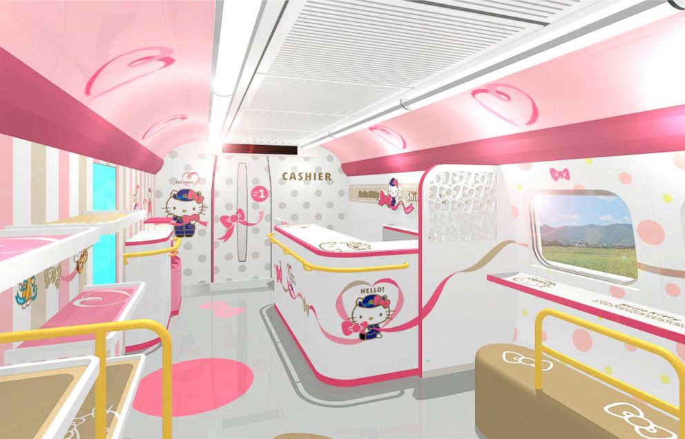 All aboard this adorable Hello Kitty bullet train departing from