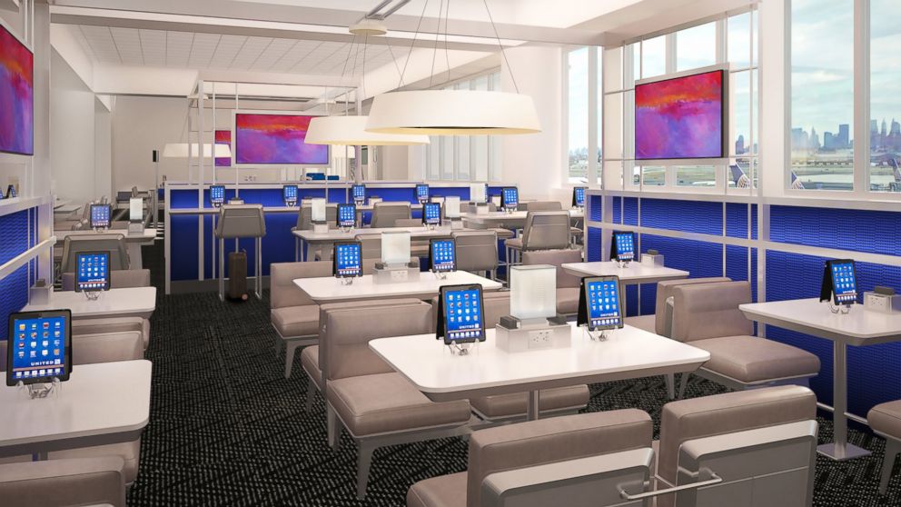 A rendering of the new flight lounge at United Airlines Terminal C at Newark Liberty International Airport.