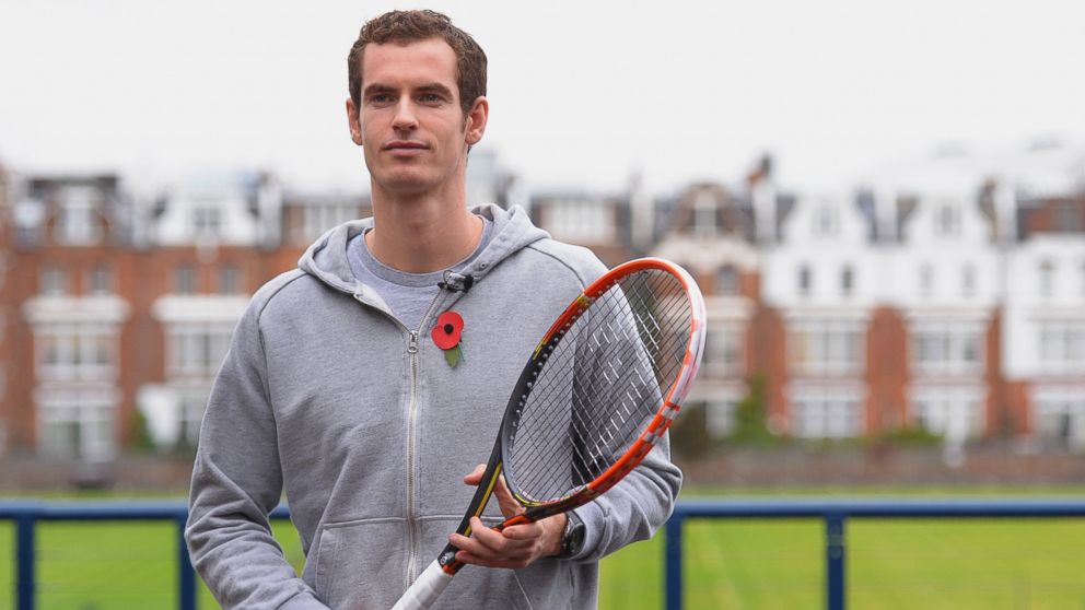 Andy Murray of Great Britain during the new Head Graphene Radical tennis racket launch at Queen's Club on October 31, 2013 in London, England.