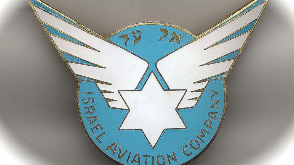 PHOTO: The most prized item in Goldman's collection is this blue enamel hat badge worn by El Al's first pilots.