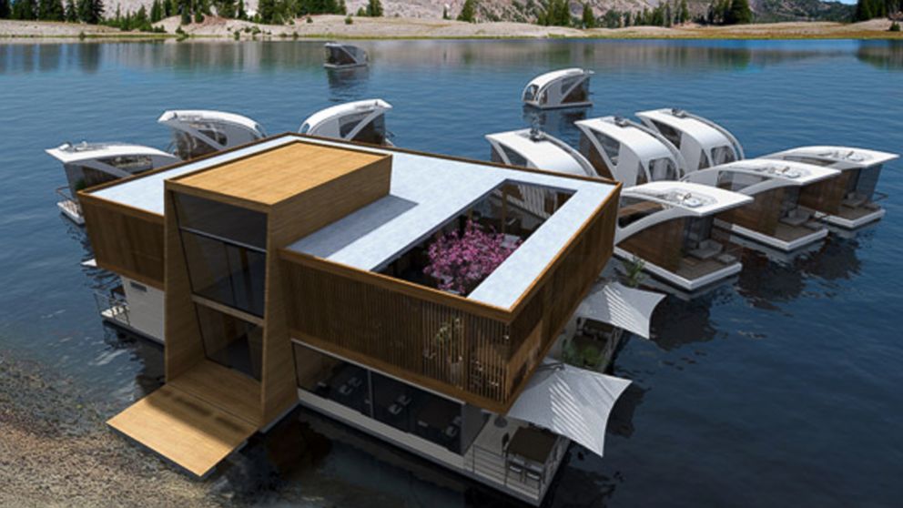 PHOTO: The floating hotel allows catamaran suites to independently float and dock wherever the best waterfront view permits.