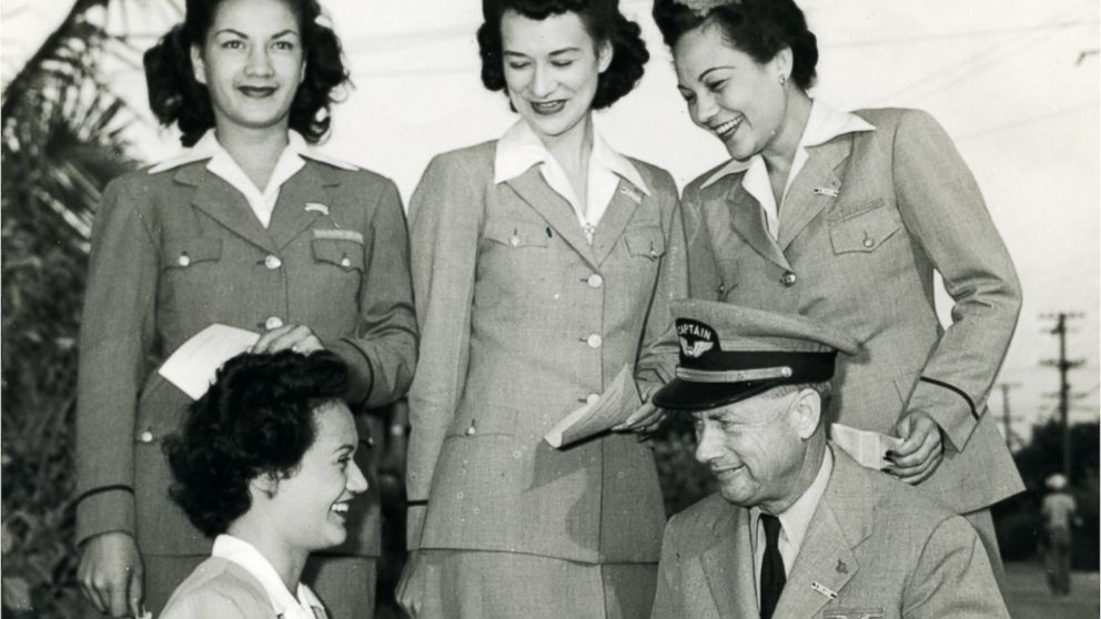 In 1943 the first Hawaiian Airlines stewardesses were hired. 