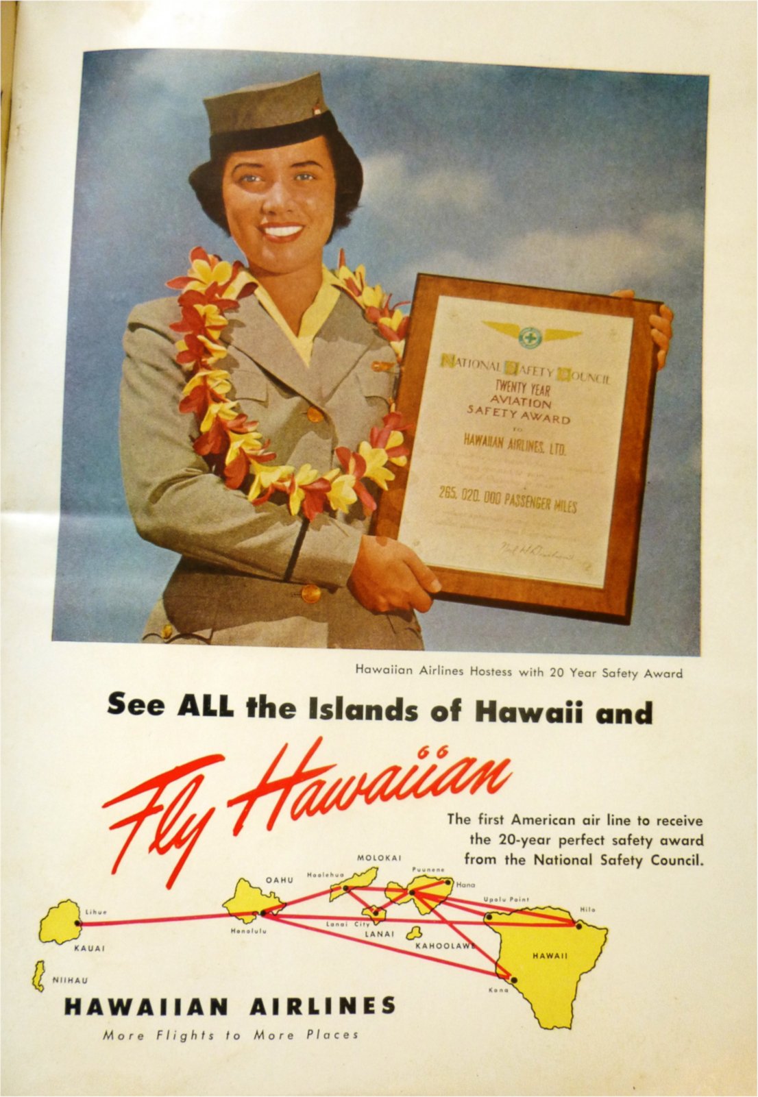 PHOTO: In 1950, the National Safety Council presented Hawaiian Airlines with a 20-year perfect safety award, the first airline in history to win this award. 