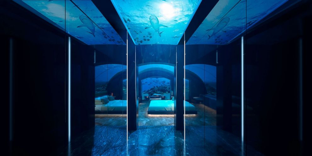 The design boasts 180-degree views of the Indian Oceans marine life. 