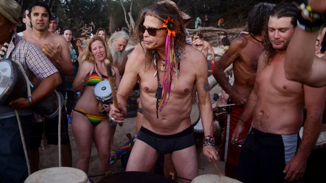 American Idol's Steven Tyler And Girlfriend Erin Brady On The Beach