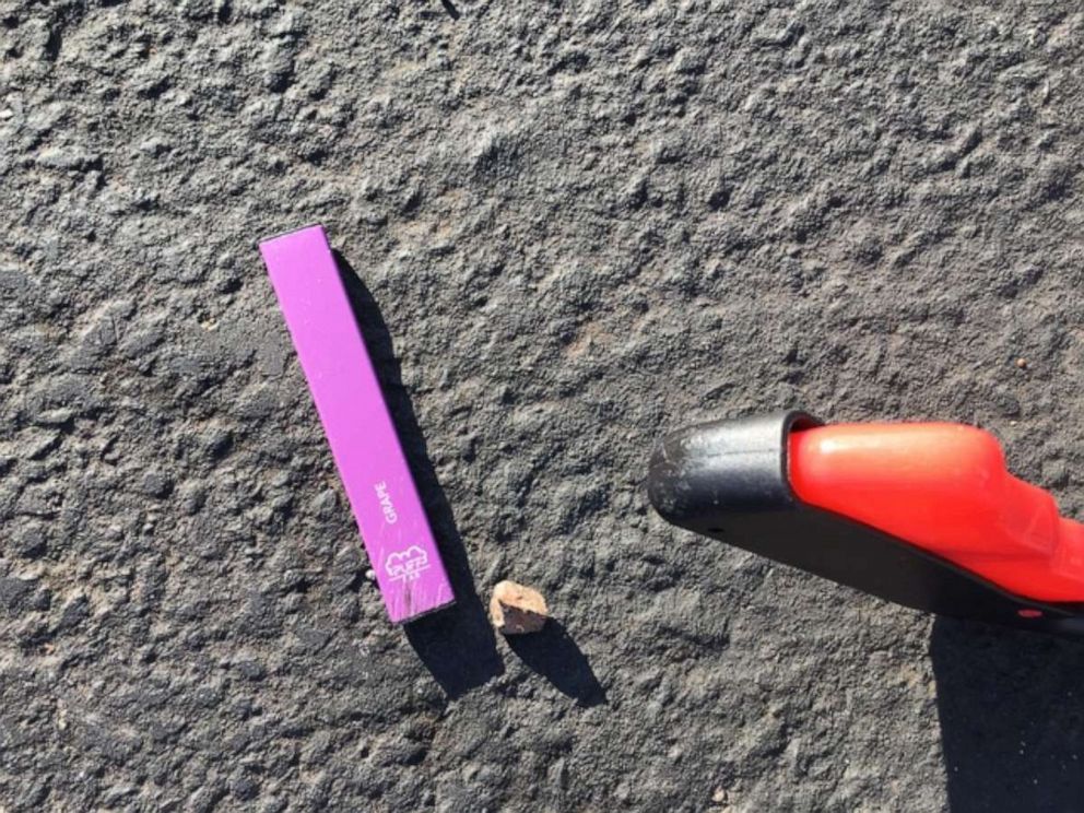 PHOTO: A photo shows a type of disposable e-cigarette collected by researcher Jeremiah Mock in a student parking lot in the San Francisco area in September 2019.