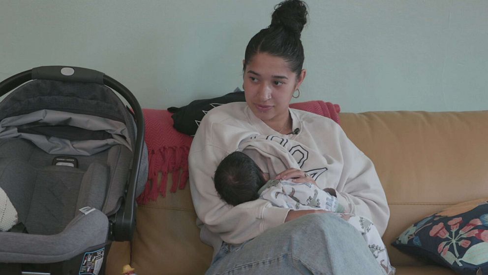 PHOTO: Ciera Wheeler, a new mom who lives on the Yakama Indian Reservation in Washington, is shown during an interview.