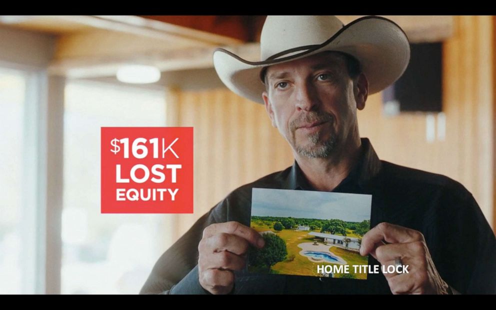PHOTO: In an infomercial for Home Title Lock, Jeff McFatridge shows a photo of the Texas home he lost, claiming he lost $161,000 in equity when the home was allegedly stolen from him
