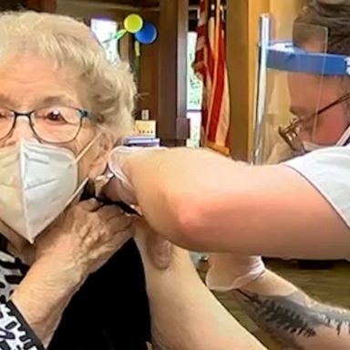 A 103-year-old received her first dose of the COVID-19 vaccine and shared a message to those who might be hesitant to take it.