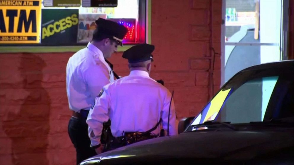 PHOTO: Police officers respond to the scene where an 11-month-old was shot four times in Philadelphia on Oct. 19, 2019.