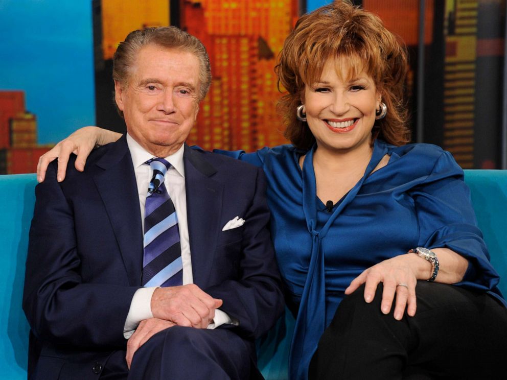 PHOTO: Talk show host Regis Philbin chats with the co-hosts about his departure from "Live" on "The View" Nov. 17, 2011.