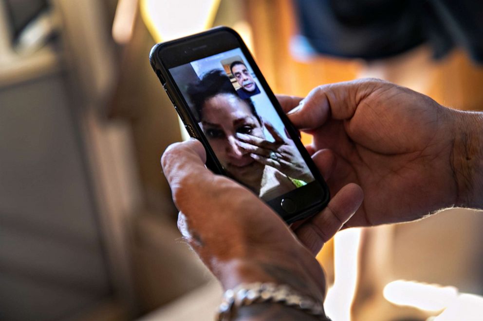 PHOTO: PHector Medrano speaks with his wife Ana Cecilia on a video call from Mexico on Oct. 09, 2020, in Phoenix.