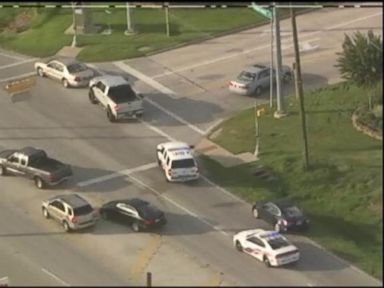 Raw Video: Police Chase Suspect in Texas Shooting
