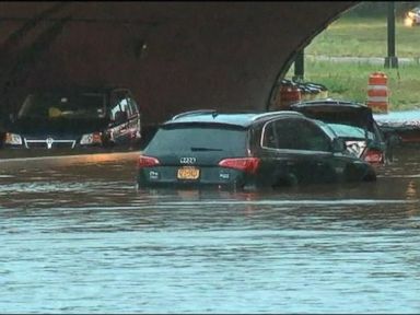 VIDEO: Dozens of people abandoned their vehicles after flooding left cars underwater and highways submerged.