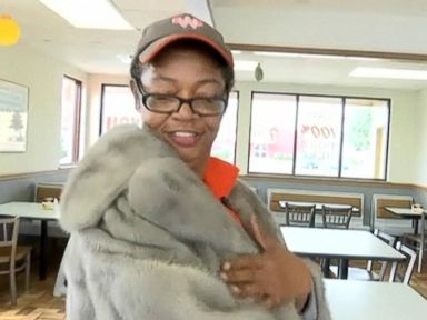 VIDEO: A customer at a Southeast Texas Whataburger gave her mink coat, worth nearly $10,000, to an employee who complimented it.