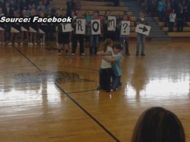 VIDEO: Autumn Pollard, who suffers from a genetic disorder, was surprised with a "prom-posal" during a school pep rally.