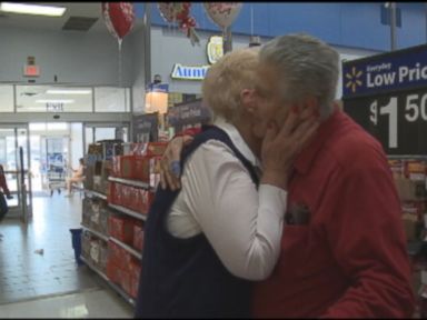 VIDEO: Renate Stumpf, 75, got a surprise Valentine's Day proposal from her ex-husband at the Arkansas Walmart where she works.