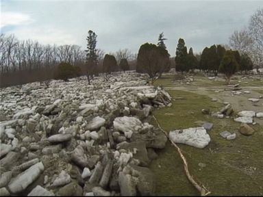 VIDEO: Nearly all of the 2,000 gravesites at the Riverside Cemetery were damaged by overflowing ice and water from the Maumee River.