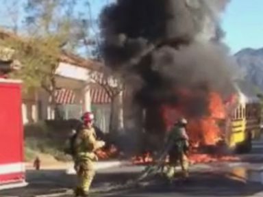 VIDEO: A "hero" bus driver is being lauded for evacuated 35 students from Rancho Santa Margarita Intermediate School shortly before the bus caught fire.