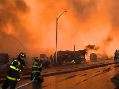 VIDEO: Numerous fires were reported overnight, and Baltimore police reported people throwing cinder blocks at fire engines as firefighters worked to extinguish the flames.