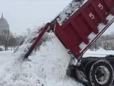 VIDEO: Slo-Mo: Truck Dumps Snow at Capitol Building