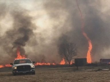 VIDEO: Resembling a tornado, the whirl of fire occurred on prison property near Kansas City.