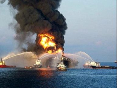 VIDEO: April 21, 2010: The oil rig, under contract with BP, exploded with catastrophic results.