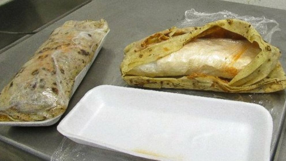 U.S. Customs and Border Protection officers confiscated drug-filled burritos on May 20, 2016 at Nogales, Arizona port of entry.