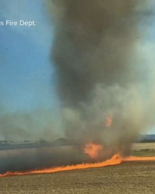 VIDEO: The swirl of smoke and flames occurred during a brush fire in Cornelius, Oregon.