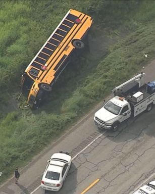 A School bus crashed into a ditch and flipped in Texas Friday afternoon.