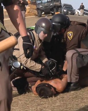 Police arrested 141 people at a protest against the Dakota Access Pipeline in North Dakota today as officers attempted to disperse the crowd, authorities said.