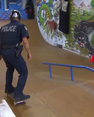 A Washington state police officer is reaching out to his community in an unconventional way alongside musicians and atop a skateboard. 