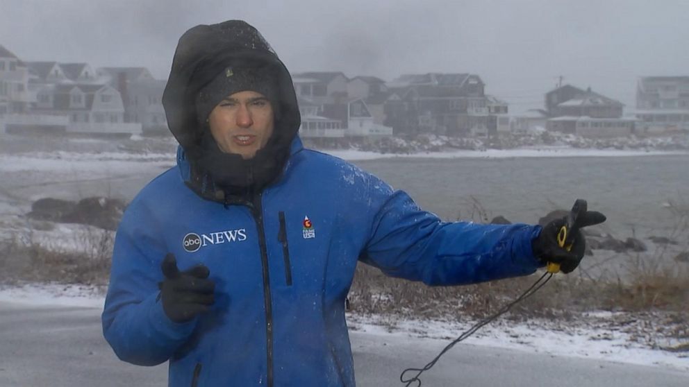 Winter storm brings giant waves along with snow Video - ABC News