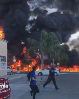 VIDEO: Overturned tanker causes massive fire in California