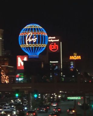 VIDEO: Las Vegas' bright lights dimmed Sunday night, exactly one week after a mass shooting killed 58 people and injured hundreds of others.