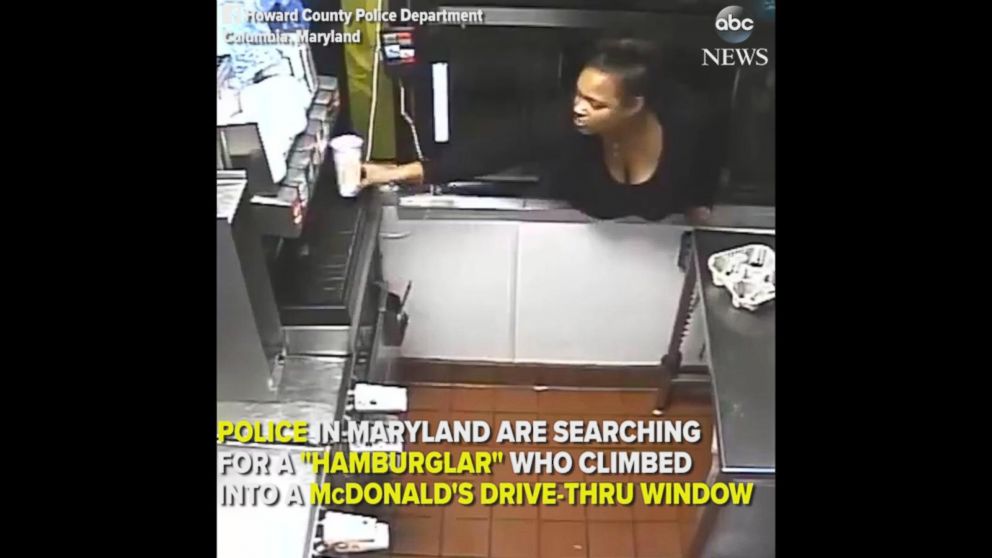 Woman climbs through McDonald's drivethrough window to steal food and