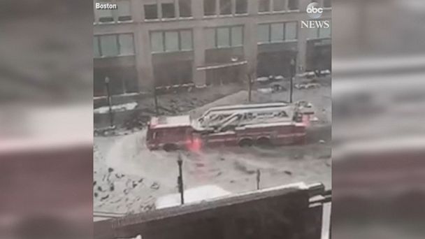 Video Fire Truck Drives Through Flooded Boston Street - ABC News