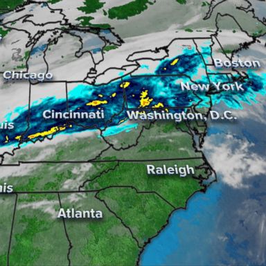 VIDEO: Heavy rain and storms moved through Ohio Valley and parts of the Northeast overnight Friday, but it's a second line of storms which will bring snow to the region on Saturday.