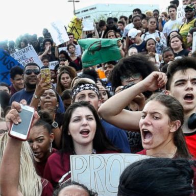 The ENOUGH walkout takes place exactly one month after the mass shooting at a Florida high school that killed 17 people.